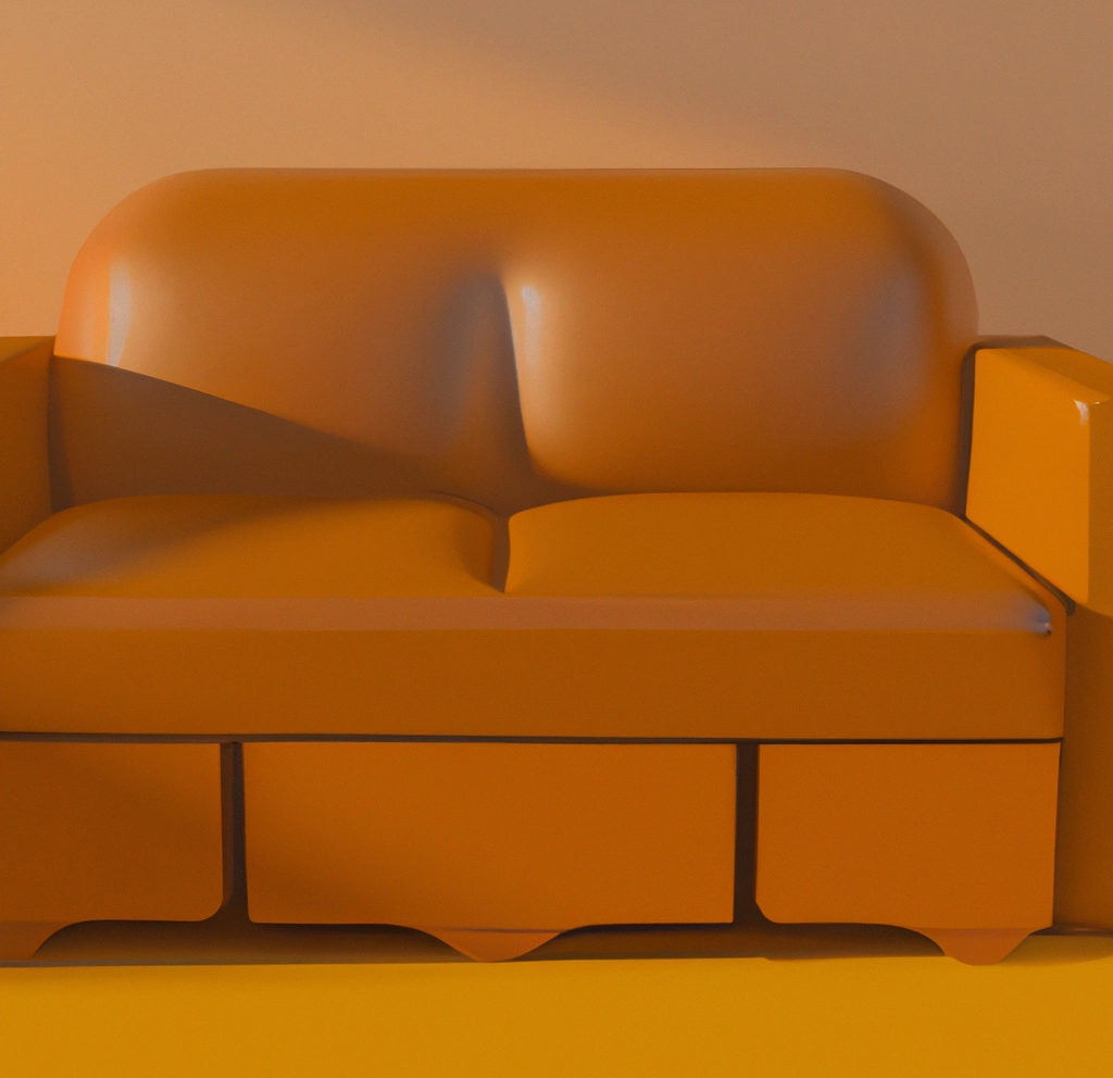 Un sillón de diseño esencialista de color naranja intenso.